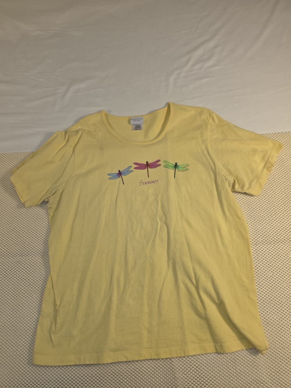 Sonoma Women's Top T-Shirt Short Sleeve Yellow Size XL